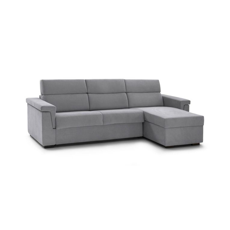Divano in legno massello rivestito in tessuto grigio 285x160x100h cm - Cintano