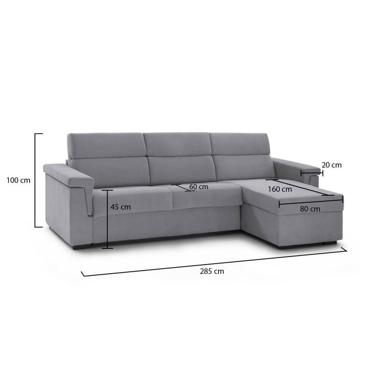 Divano in legno massello rivestito in tessuto grigio 285x160x100h cm - Cintano