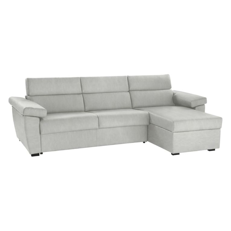 Divano in legno massello rivestito in tessuto grigio chiaro 285x160x100h cm - Ceto