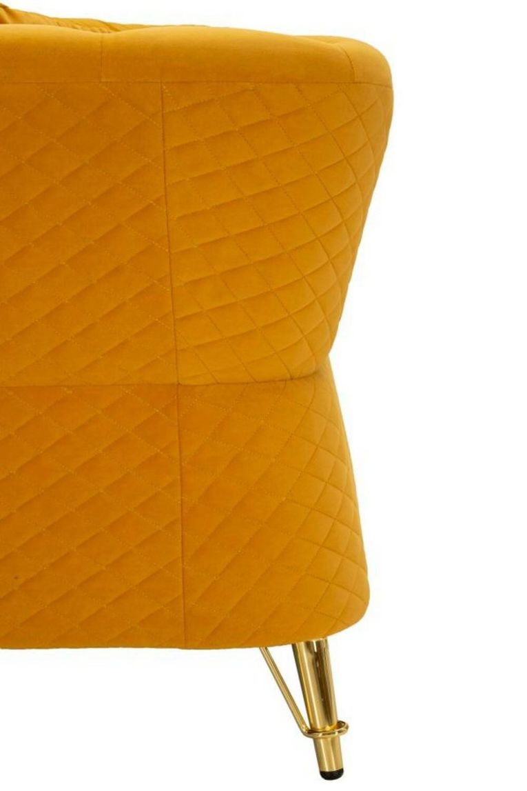 Divano in legno rivestito in tessuto ocra e oro 162x83x76h cm - Casio