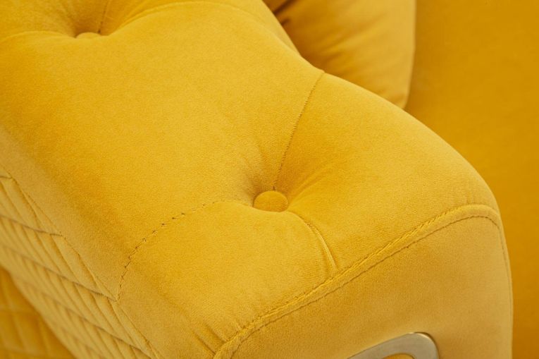 Divano in legno rivestito in tessuto ocra e oro 162x83x76h cm - Casio