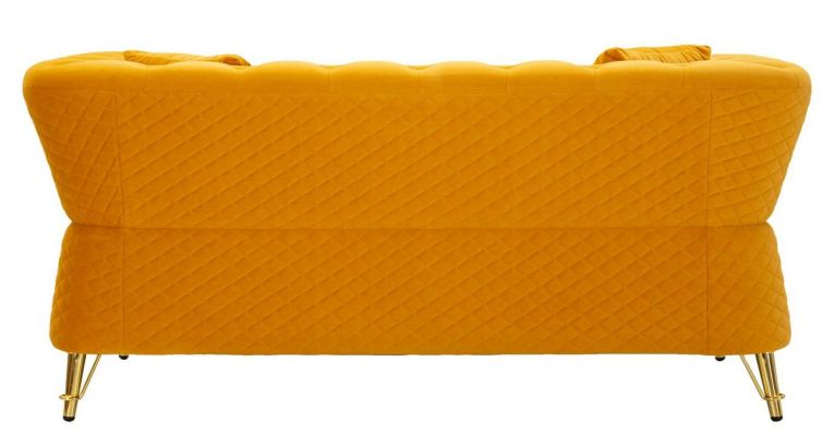 Divano in legno rivestito in tessuto ocra e oro 162x83x76h cm - Casio