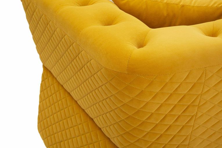 Divano in legno rivestito in tessuto ocra e oro 162x83x76h cm - Casio