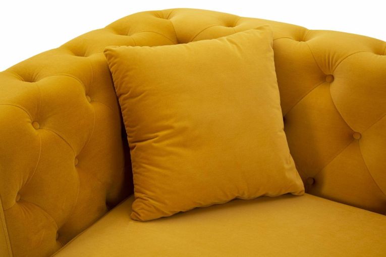 Divano in legno rivestito in tessuto ocra e oro 162x83x76h cm - Casio