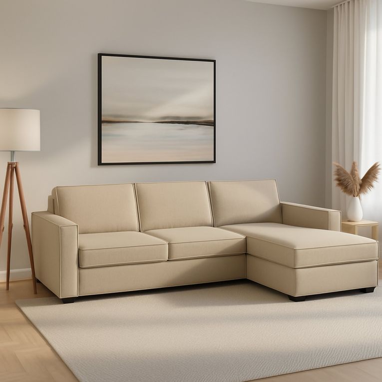 Divano in metallo rivestito in tessuto beige 260x95x90h cm - Assobasso