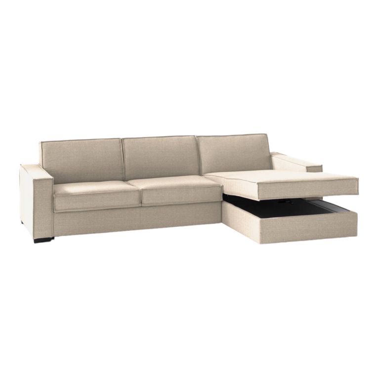Divano in metallo rivestito in tessuto beige 260x95x90h cm - Assobasso
