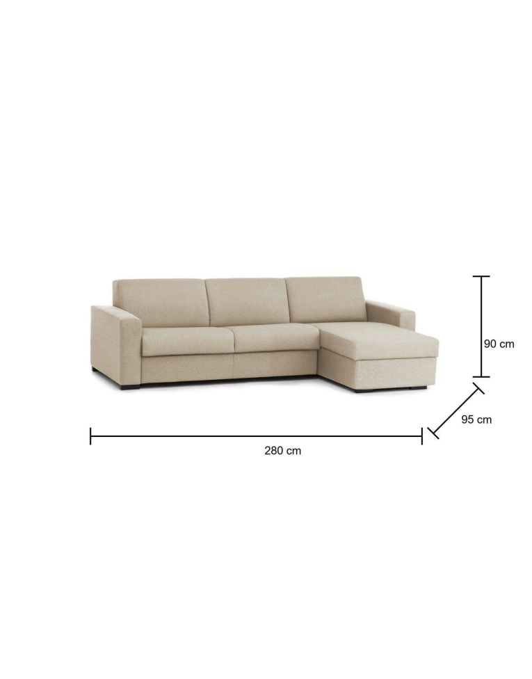 Divano in metallo rivestito in tessuto beige 280x95x90h cm - Atos