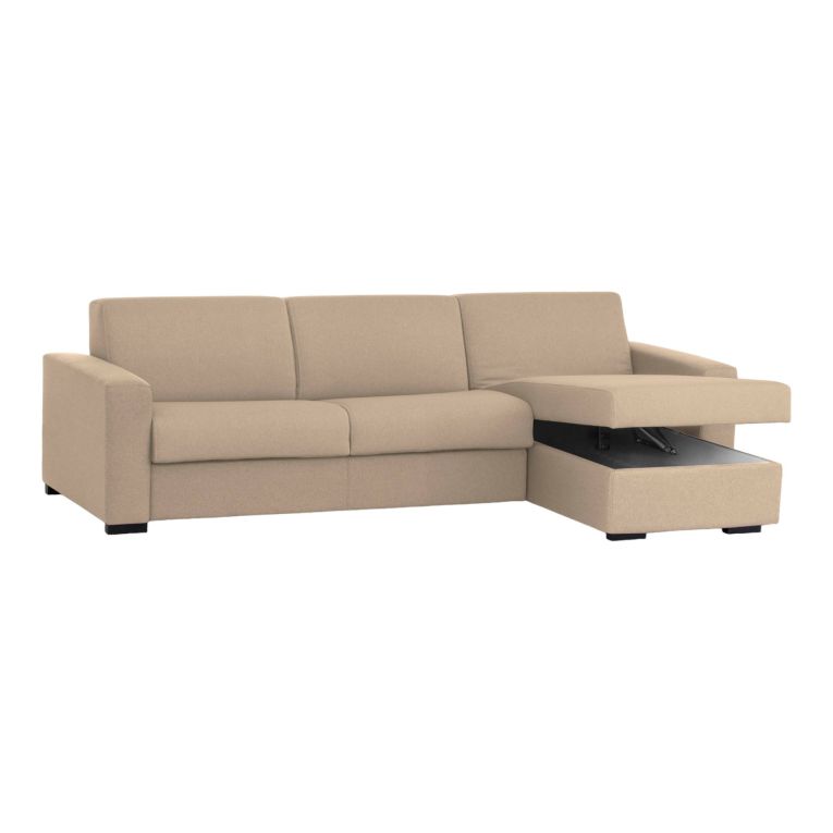 Divano in metallo rivestito in tessuto beige 280x95x90h cm - Atos