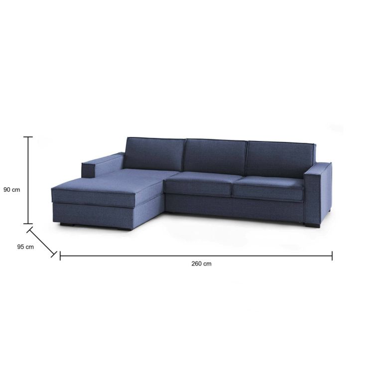Divano in metallo rivestito in tessuto blu 260x95x90h cm - Sodalite