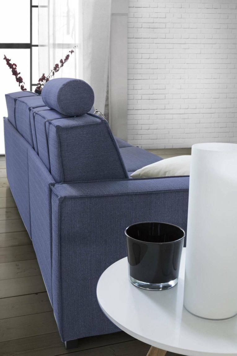 Divano in metallo rivestito in tessuto blu 260x95x90h cm - Sodalite