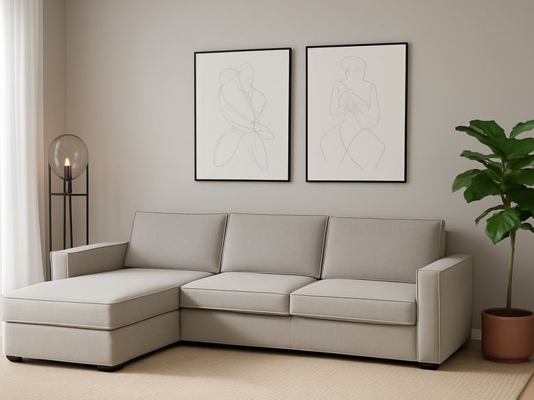 Divano in metallo rivestito in tessuto grigio 280x95x90h cm - Anila