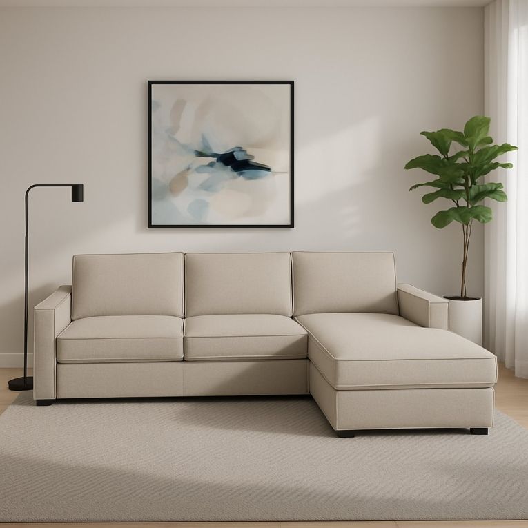 Divano in metallo rivestito in tessuto tortora 260x95x90h cm - Assobasso