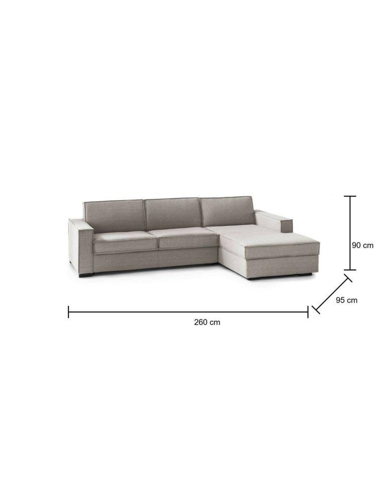 Divano in metallo rivestito in tessuto tortora 260x95x90h cm - Assobasso