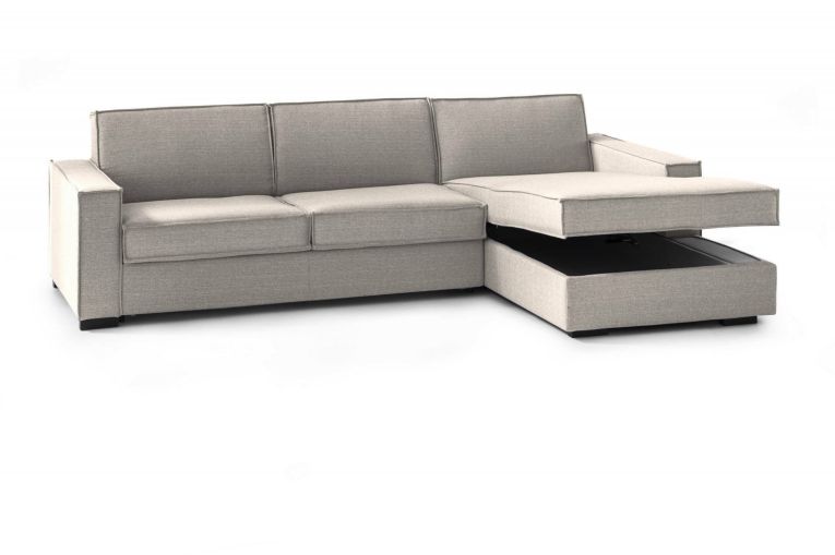 Divano in metallo rivestito in tessuto tortora 260x95x90h cm - Assobasso