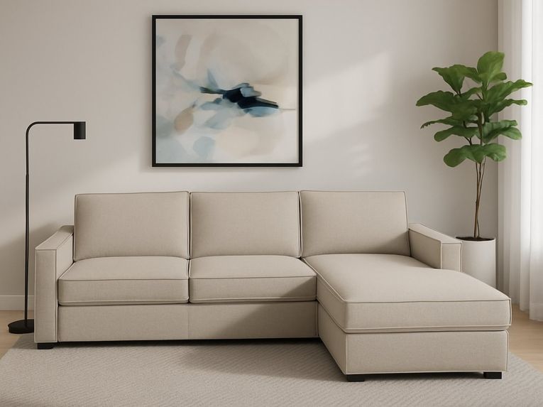 Divano in metallo rivestito in tessuto tortora 260x95x90h cm - Assobasso
