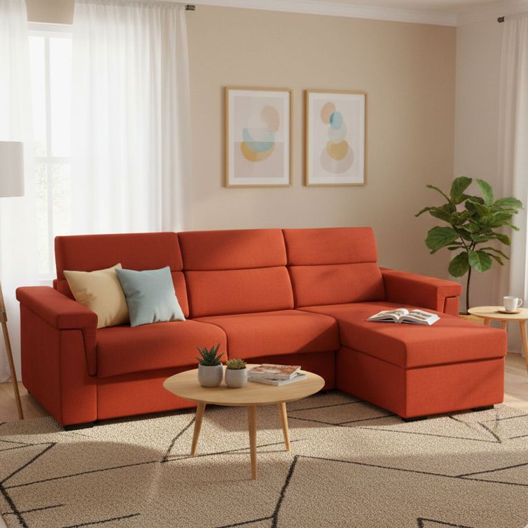 Divano letto 2 piazze arancione 285x160cm - Ganzaria