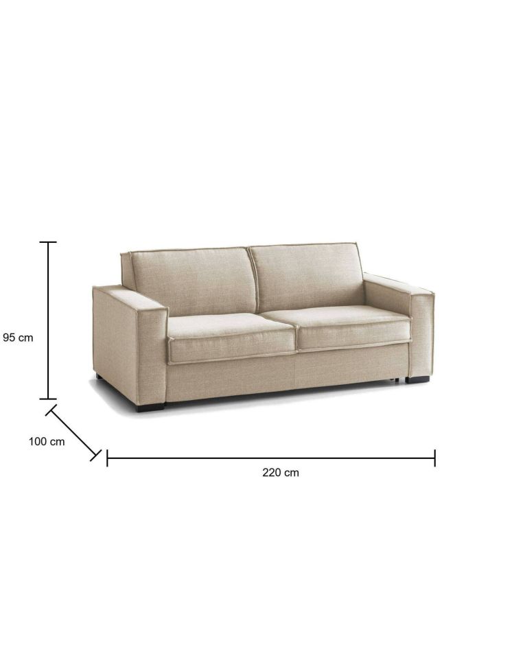Divano letto 2 piazze beige 200x100cm - Adalberto