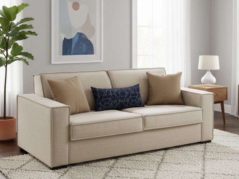 Divano letto 2 piazze beige 200x100cm - Adalberto