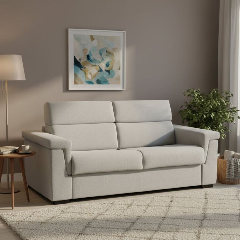 Divano letto 2 piazze grigio chiaro 225x95cm - Benedetto