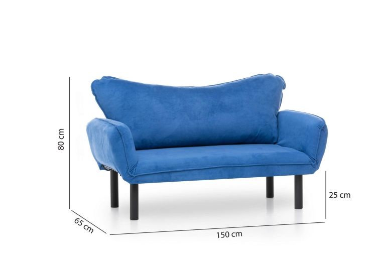 Divano letto 2 posti Aquilonis, Sofà trasformabile, Divanetto per ospiti, Poltrona letto contenitore, 140x65 h70 cm, Blu
