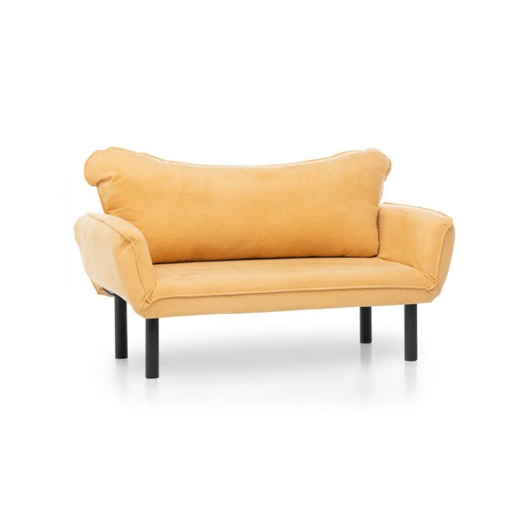 Divano letto 2 posti Aquilonis, Sofà trasformabile, Divanetto per ospiti, Poltrona letto contenitore, 140x65 h70 cm, Giallo