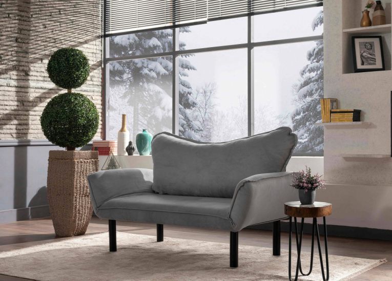 Divano letto 2 posti Aquilonis, Sofà trasformabile, Divanetto per ospiti, Poltrona letto contenitore, 140x65 h70 cm, Grigio