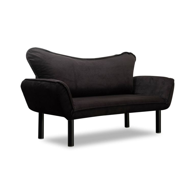 Divano letto 2 posti Aquilonis, Sofà trasformabile, Divanetto per ospiti, Poltrona letto contenitore, 140x65 h70 cm, Nero