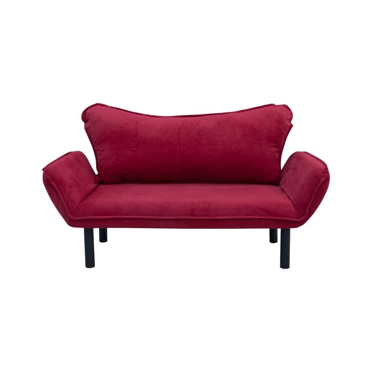 Divano letto 2 posti Aquilonis, Sofà trasformabile, Divanetto per ospiti, Poltrona letto contenitore, 140x65 h70 cm, Rosso