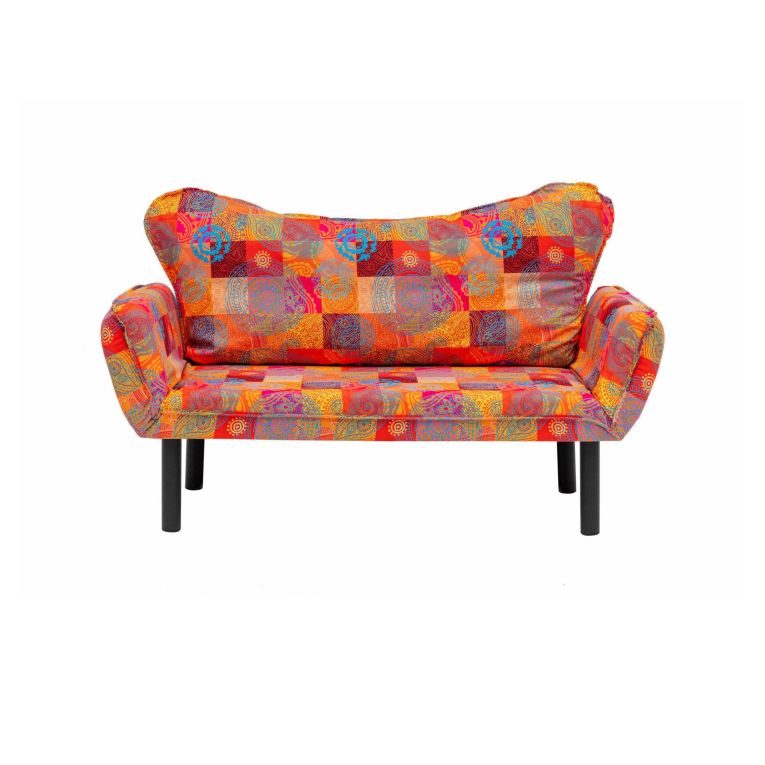 Divano letto 2 posti Aquilonis, Sofà trasformabile, Divanetto per ospiti, Poltrona letto contenitore, 150x65 h40 cm, Multicolore