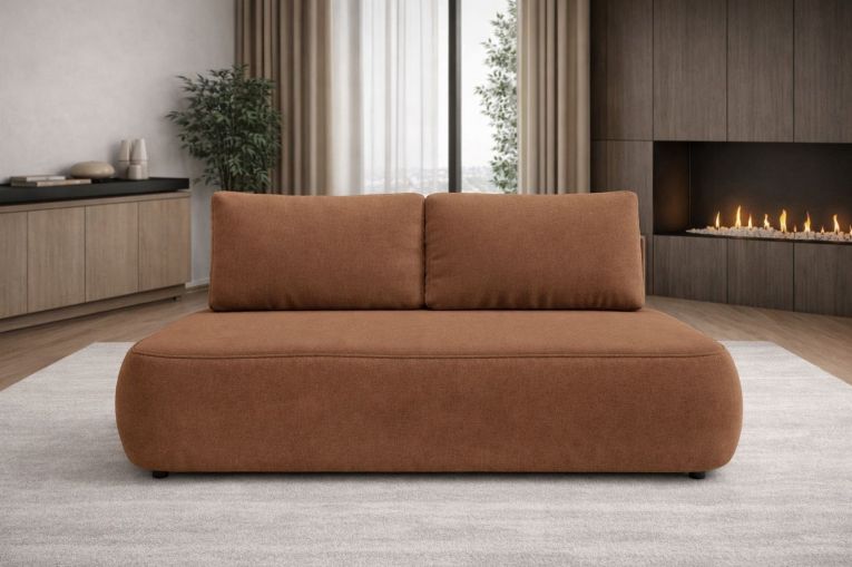 Divano Letto 2 Posti Arancione Contenitore Cuscini Sfoderabili 210x106 cm, Reclinabile - Brugnato