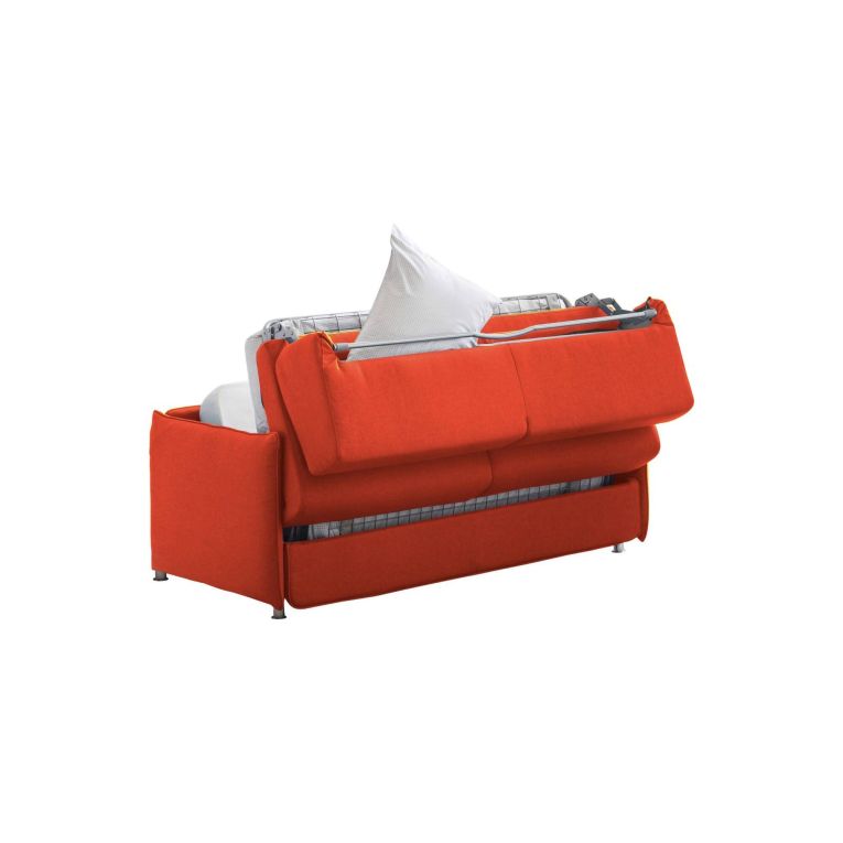 Divano Letto 2 Posti Arancione Sfoderabile Contenitore 180x95 cm, di Apertura a Ribalta Made in Italy - Trovo