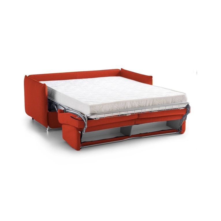 Divano Letto 2 Posti Arancione Sfoderabile Contenitore 180x95 cm, di Apertura a Ribalta Made in Italy - Trovo