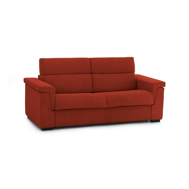 Divano Letto 2 Posti Arancione Sfoderabile Contenitore 205x95 cm, di Apertura a Ribalta Made in Italy - Biscossi
