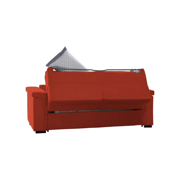 Divano Letto 2 Posti Arancione Sfoderabile Contenitore 205x95 cm, di Apertura a Ribalta Made in Italy - Biscossi