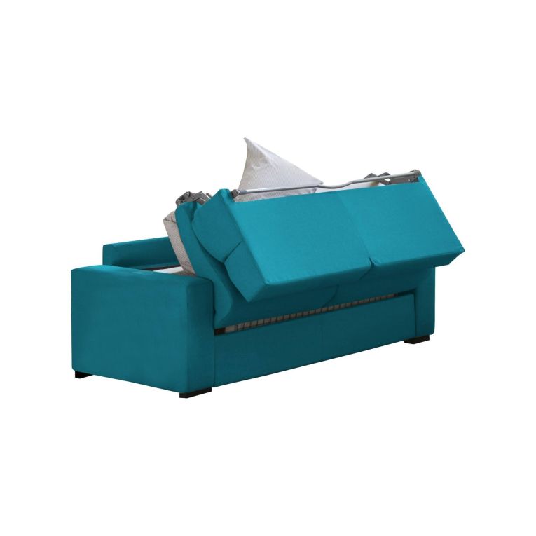 Divano Letto 2 Posti Azzurro Sfoderabile Contenitore 200x95 cm, di Apertura a Ribalta Made in Italy - Sonico