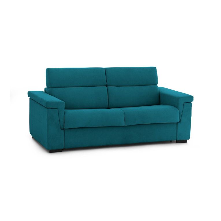 Divano Letto 2 Posti Azzurro Sfoderabile Contenitore 205x95 cm, di Apertura a Ribalta Made in Italy - Brusasco