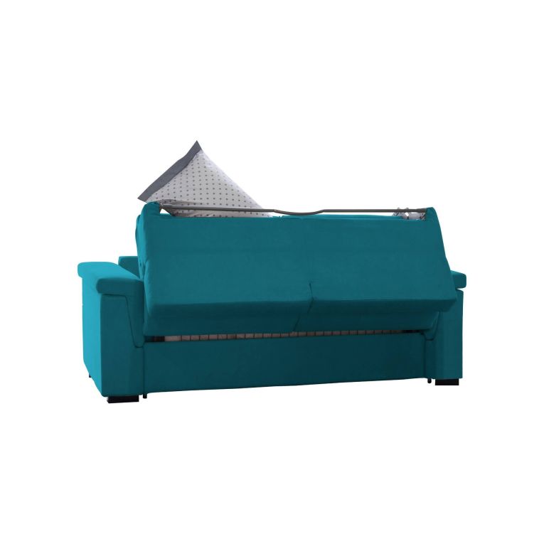Divano Letto 2 Posti Azzurro Sfoderabile Contenitore 205x95 cm, di Apertura a Ribalta Made in Italy - Brusasco
