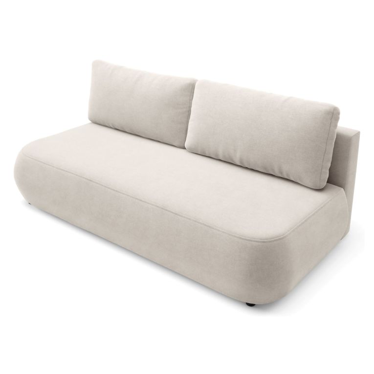 Divano Letto 2 Posti Beige Chiaro Contenitore Cuscini Sfoderabili 210x106 cm, Reclinabile - Brugnato