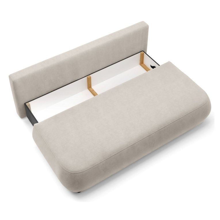 Divano Letto 2 Posti Beige Chiaro Contenitore Cuscini Sfoderabili 210x106 cm, Reclinabile - Brugnato