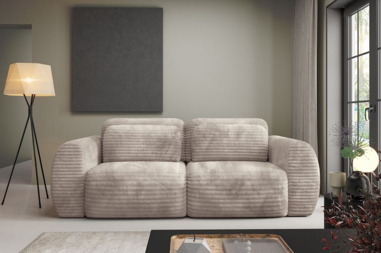 Divano Letto 2 Posti Beige Chiaro Contenitore di Apertura a Libro 266x121 cm, Reclinabile - Golgi