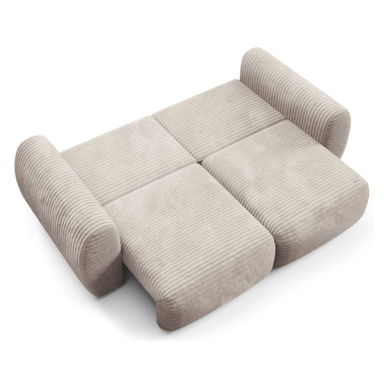 Divano Letto 2 Posti Beige Chiaro Contenitore di Apertura a Libro 266x121 cm, Reclinabile - Golgi