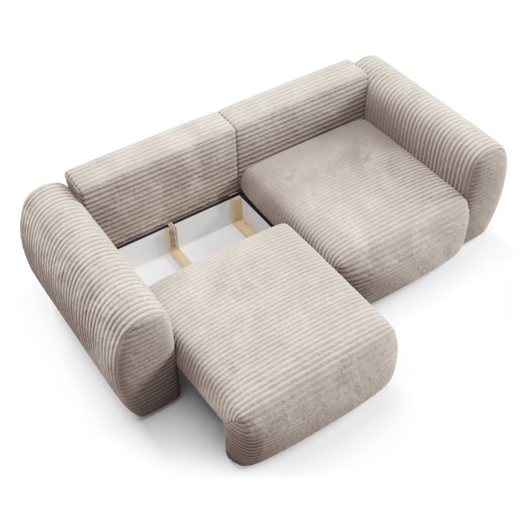 Divano Letto 2 Posti Beige Chiaro Contenitore di Apertura a Libro 266x121 cm, Reclinabile - Golgi
