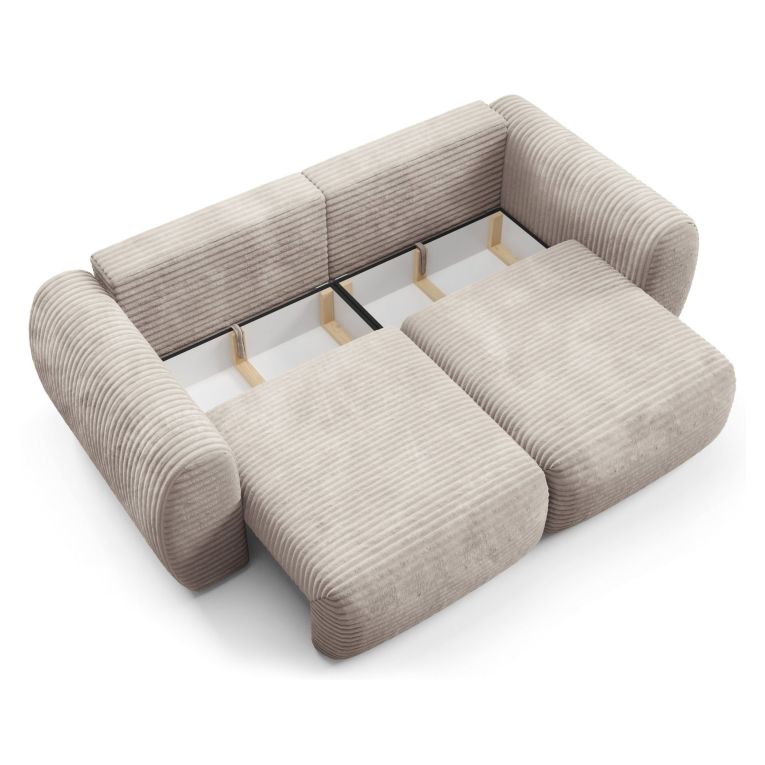 Divano Letto 2 Posti Beige Chiaro Contenitore di Apertura a Libro 266x121 cm, Reclinabile - Golgi