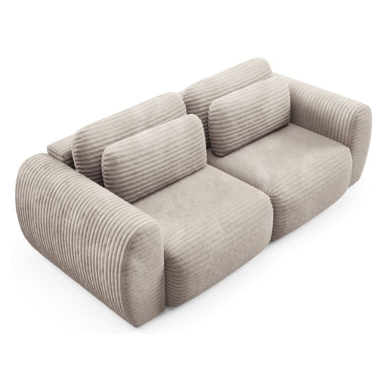 Divano Letto 2 Posti Beige Chiaro Contenitore di Apertura a Libro 266x121 cm, Reclinabile - Golgi