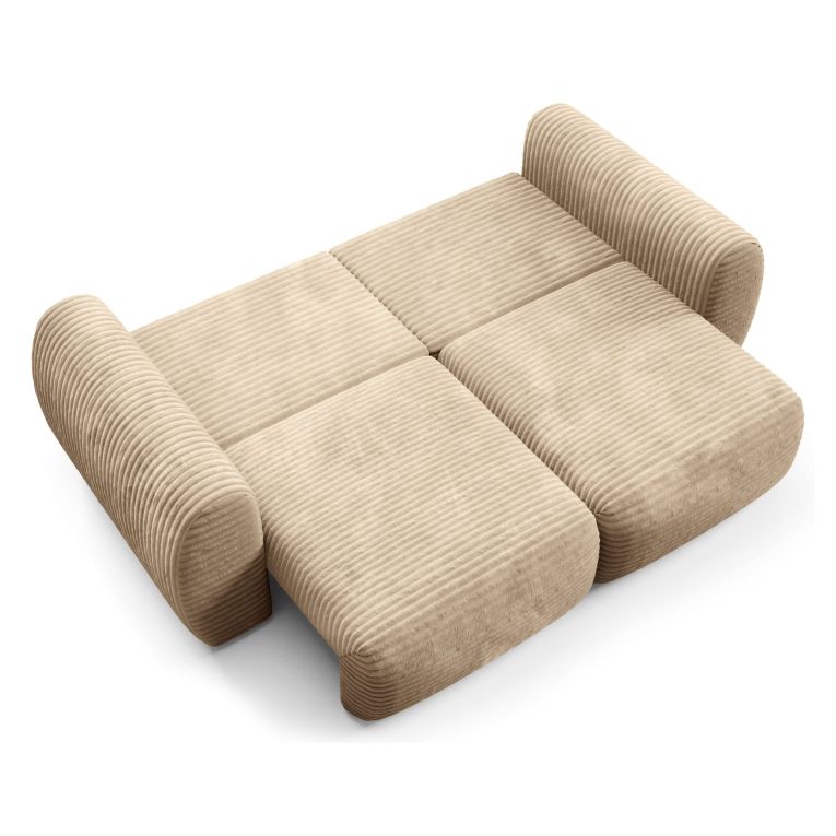 Divano Letto 2 Posti Beige Contenitore di Apertura a Libro 266x121 cm, Reclinabile - Golgi