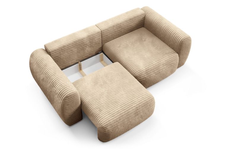 Divano Letto 2 Posti Beige Contenitore di Apertura a Libro 266x121 cm, Reclinabile - Golgi