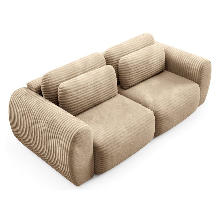 Divano Letto 2 Posti Beige Contenitore di Apertura a Libro 266x121 cm, Reclinabile - Golgi