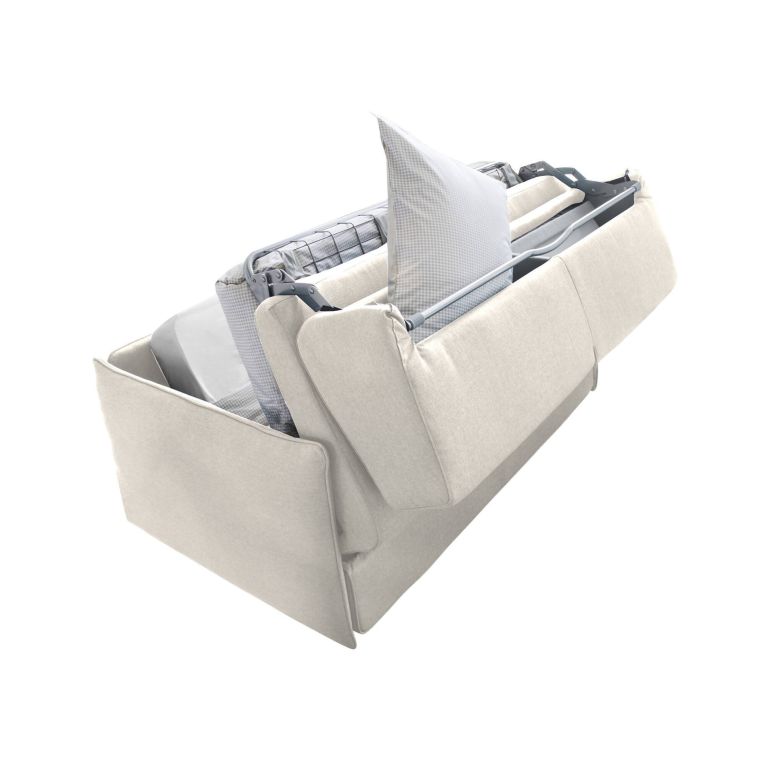Divano Letto 2 Posti Beige Sfoderabile Contenitore 160x95 cm, di Apertura a Ribalta Made in Italy - Follina