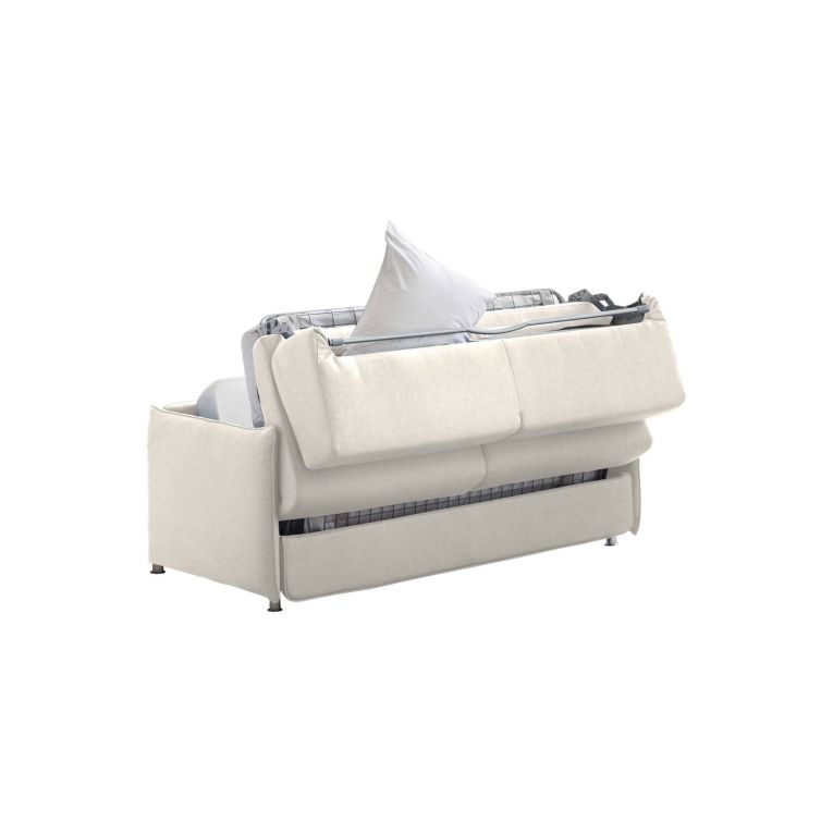 Divano Letto 2 Posti Beige Sfoderabile Contenitore 160x95 cm, di Apertura a Ribalta Made in Italy - Verceia