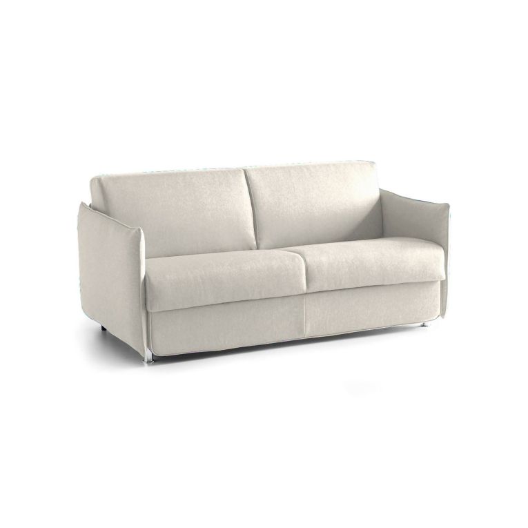 Divano Letto 2 Posti Beige Sfoderabile Contenitore 180x95 cm, di Apertura a Ribalta Made in Italy - Trissino